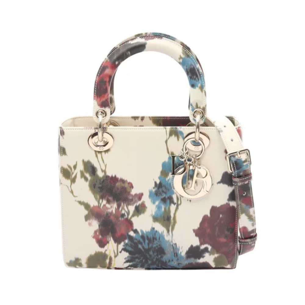 Dior LADY Handbag Leather Bag White Multicolor